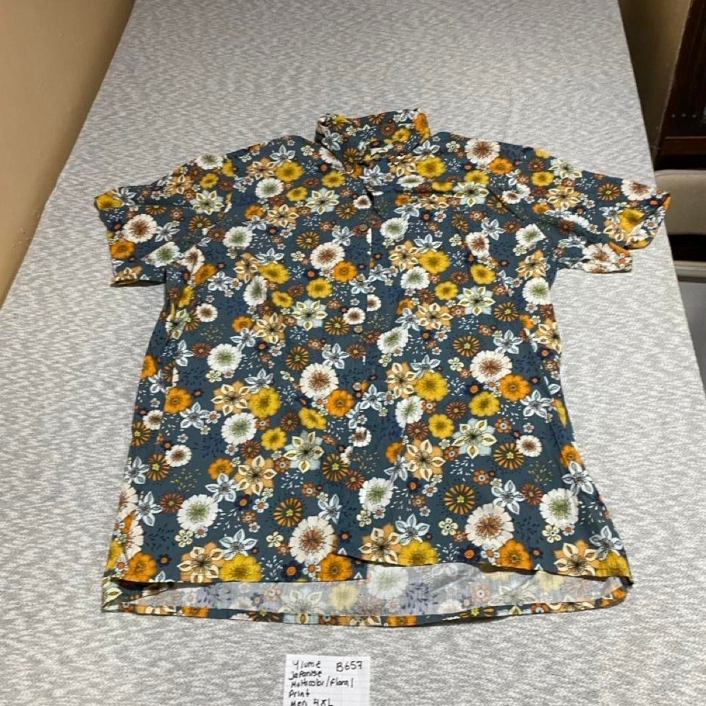 Yume Japanese Multicolor Floral Print 100% Cotton Shirt Men 4XL. SKU-B657
